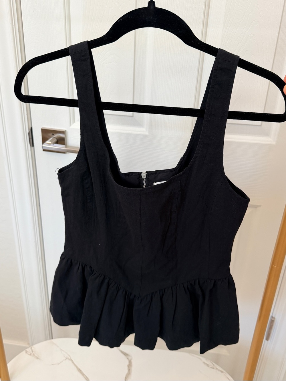 Avec Les Filles Black Peplum Camisole Tank